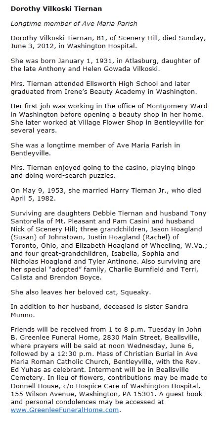 Dorothy Vilkoski Tiernan